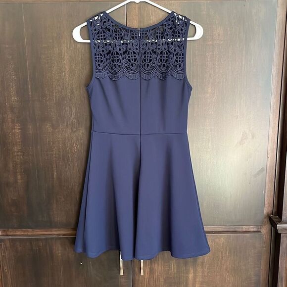 Lulus According To Love Navy Blue Skater Dress Medium - Picture 4 of 6